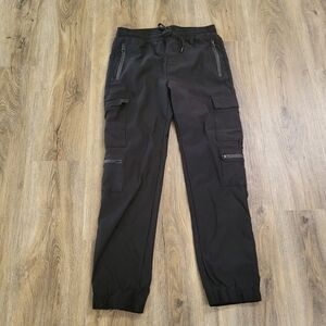 Thrill Woman's Medium Jogger Cargo Pants Y2k Black Pull On Stretch Punk Goth